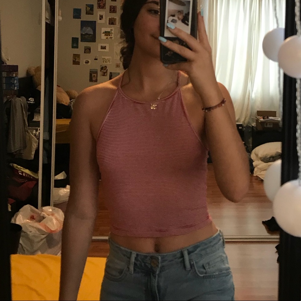 brandy melville red and white striped halter top